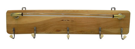 Odnowiony wieszak sosnowy ze szklanym uchwytem - PRL