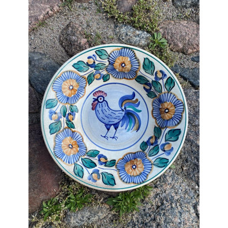 Fajansowy talerz dekoracyjny z Włocławka z lat 60/70-tych