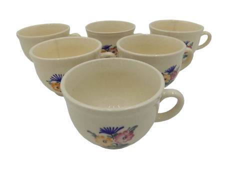 6 fajansowych filiżanek z Włocławka z lat 70/80-tych