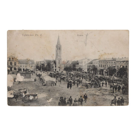 Przedwojenna pocztówka Wąbrzeźno Rynek Roman Wojtecki