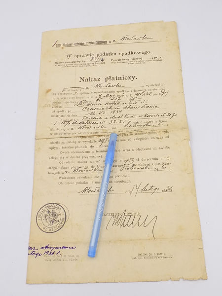 Nakaz płatniczy Włocławek 1936