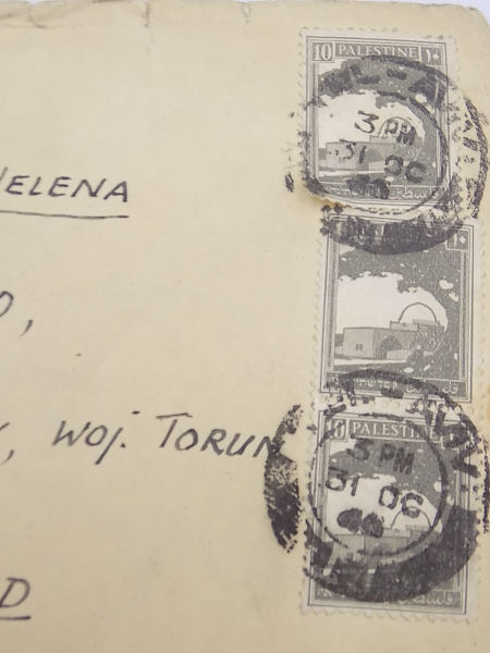 Całość Pocztowa Jerusalem Palestine Włocławek 1944