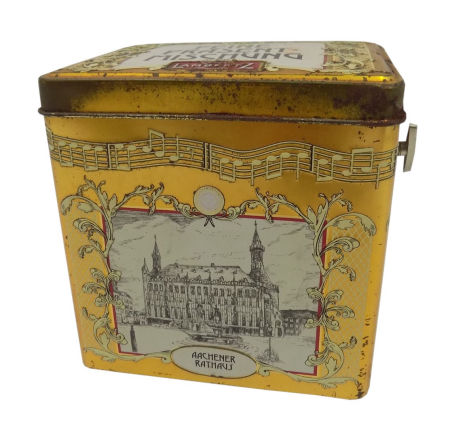 Blaszana puszka z pozytywka Aachen Lambertz 1688