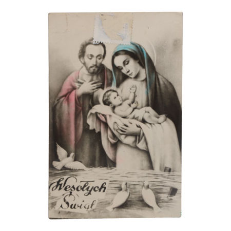 Pocztówka świąteczna Święta Rodzina 1977 r PRL