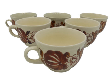 6 fajansowych filiżanek z Włocławka z lat 70/80-tych