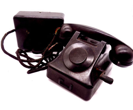 Stary kolejowy telefon na korbkę RWT PKP