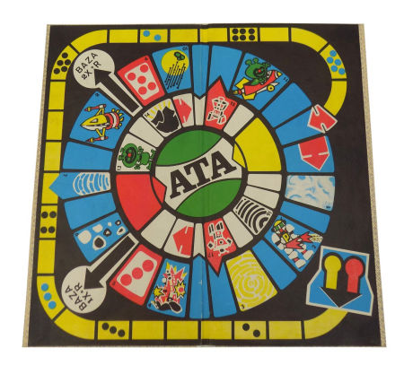 Plansza od gry planszowej ATA z okresu PRL