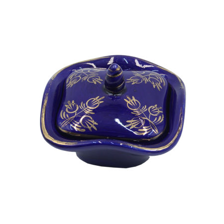 Fajans WŁOCŁAWEK bombonierka kobaltowa IWP