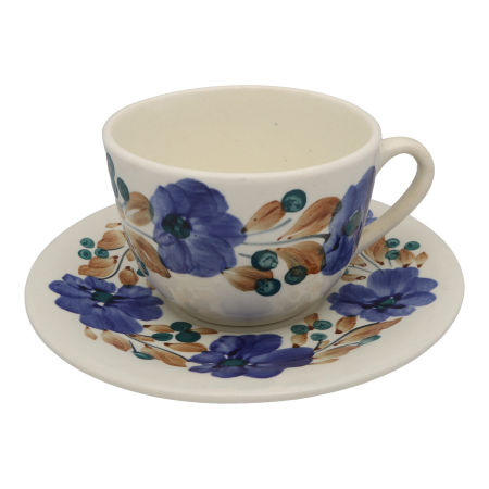 Rzadka FILIŻANKA ze spodkiem Fajans WŁOCŁAWEK