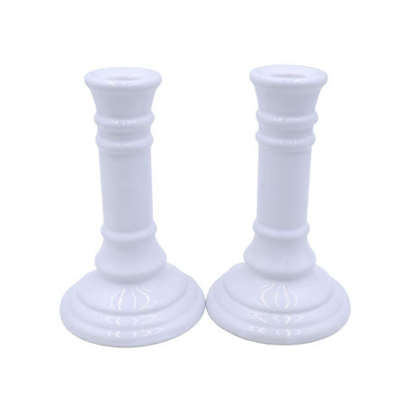 Para Świeczników Lattimo Białe Szkło PRL