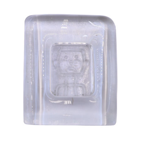 Szklana rzeźba Modernista VTG Erik Höglund Boda Art kwadratowy ROBOT-popielniczka