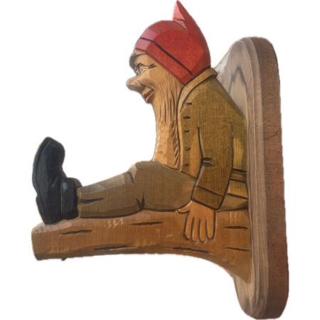 Krasnal rzeźba wieszak PRL