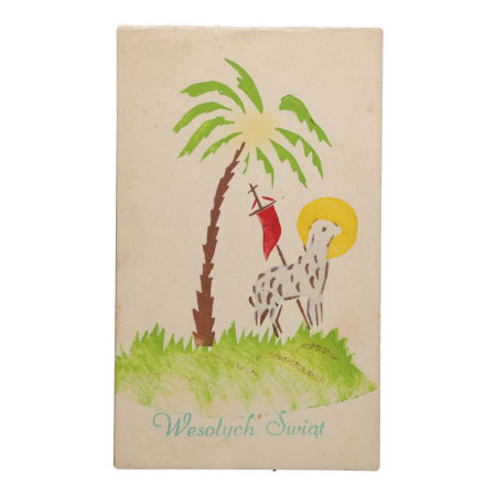 Pocztówka Świąteczna z Palmą i Barankiem Bożym