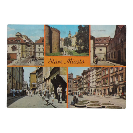 Pocztówka z Warszawskiego Starego Miasta Widok na Ulicę Piekarską i Fragment Barbakanu