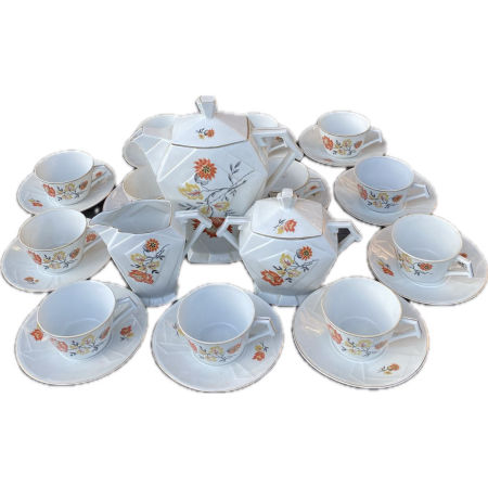 Serwis kawowy na 12 osób Art Deco Bloch & Co Eichwald Czechosłowacja