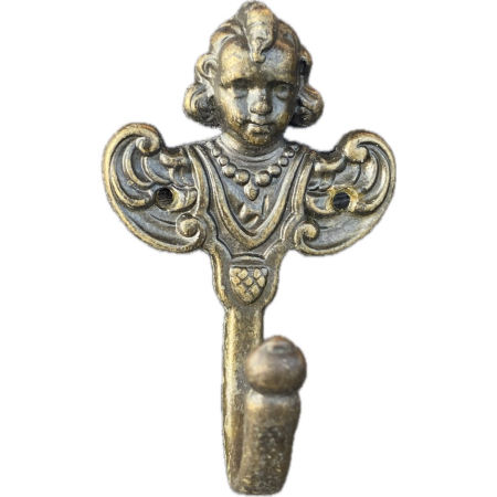 Stary wieszak z mosiądzu Amor Putto